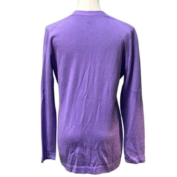 Talbots Long Sleeve V-Neck Orchid Purple Cotton Blend Cardigan Size S/P - Picture 2 of 5